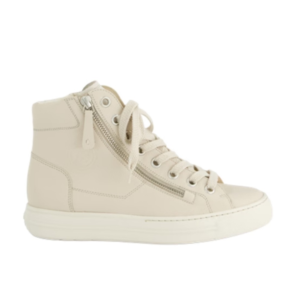 Women's high top Cream color Sneakers. US sizes Lace Up. Zipper Sneakers
